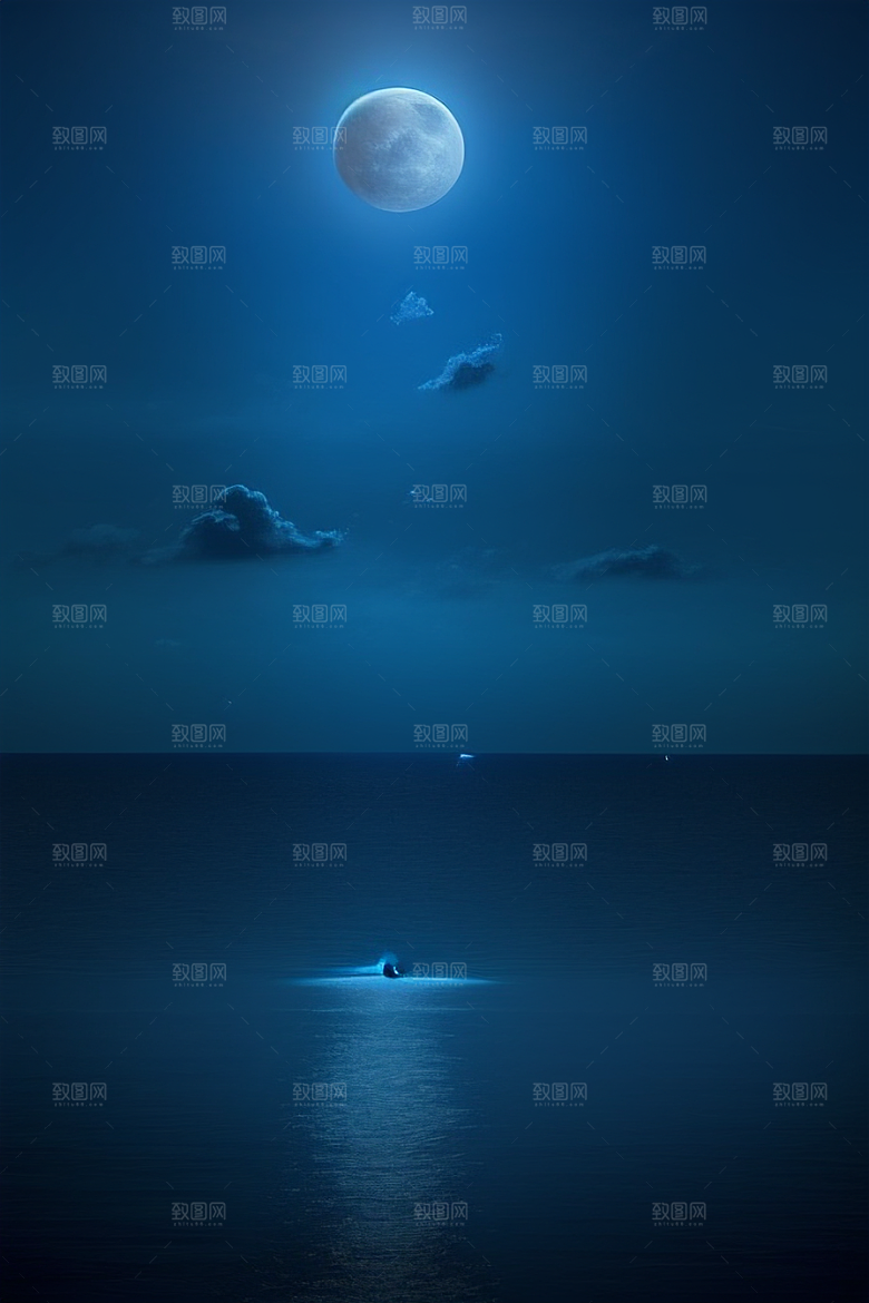 深海中漂浮的巨大蓝玫瑰