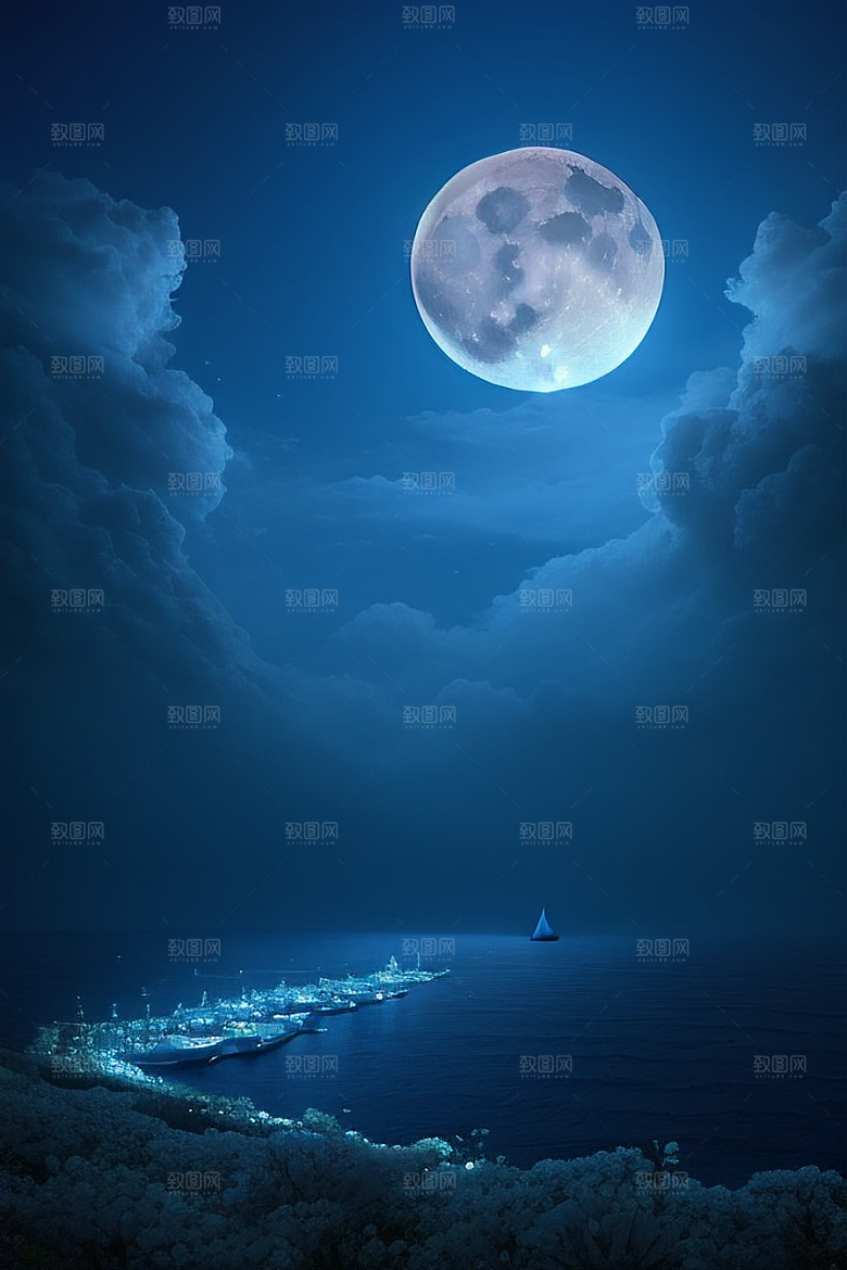 深海中漂浮的巨大蓝玫瑰