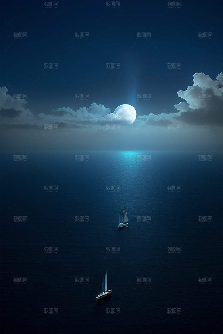 深海中漂浮的巨大蓝玫瑰