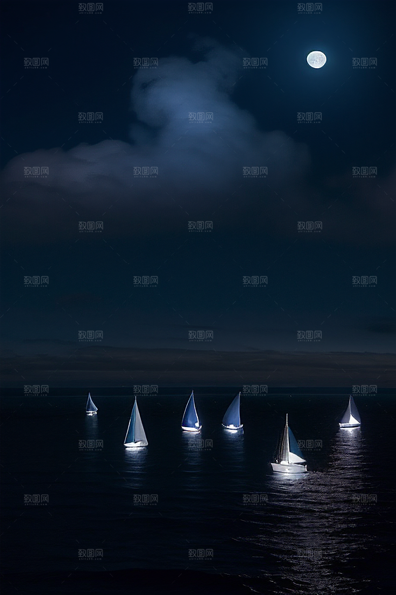 深海中漂浮的巨大蓝玫瑰