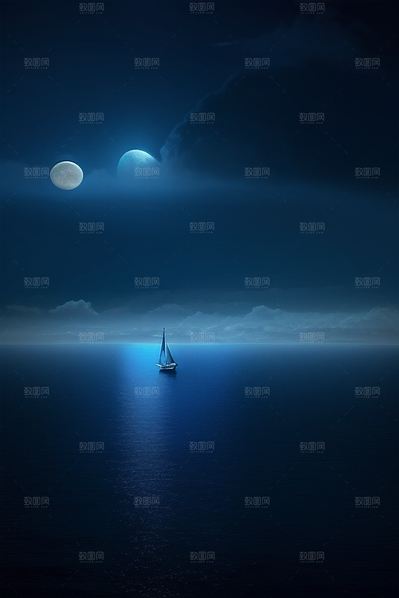 深海中漂浮的巨大蓝玫瑰