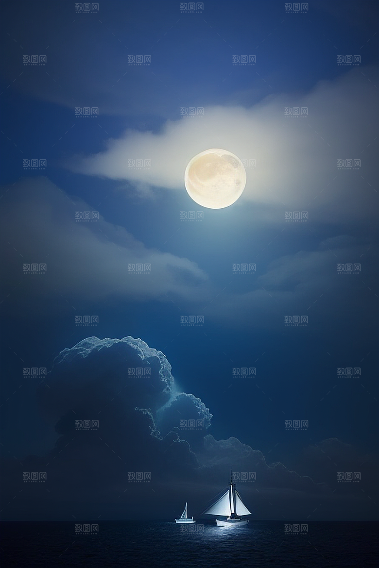 深海中漂浮的巨大蓝玫瑰