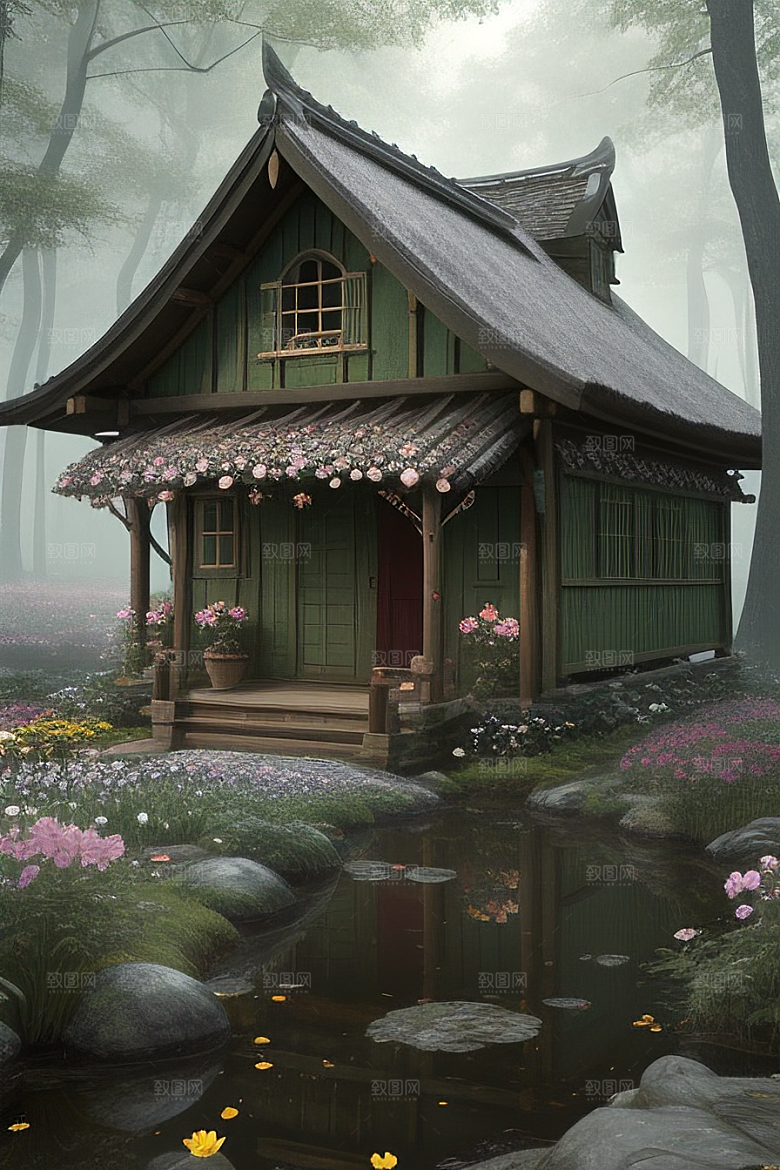 多样花叶与柔软云朵