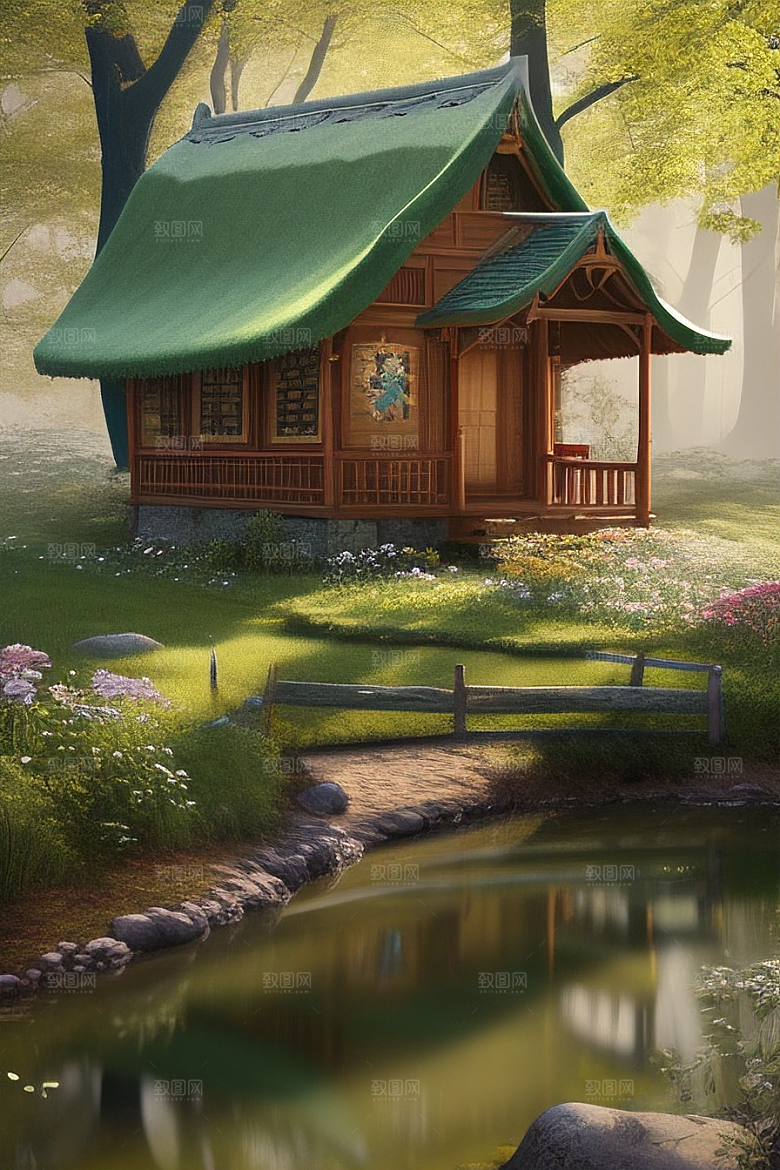 花叶云环绕的梦幻景象