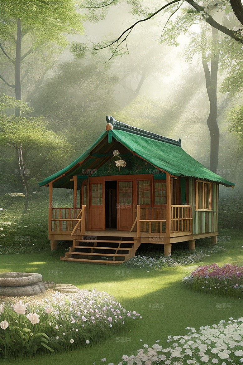 多样花叶与柔软云朵