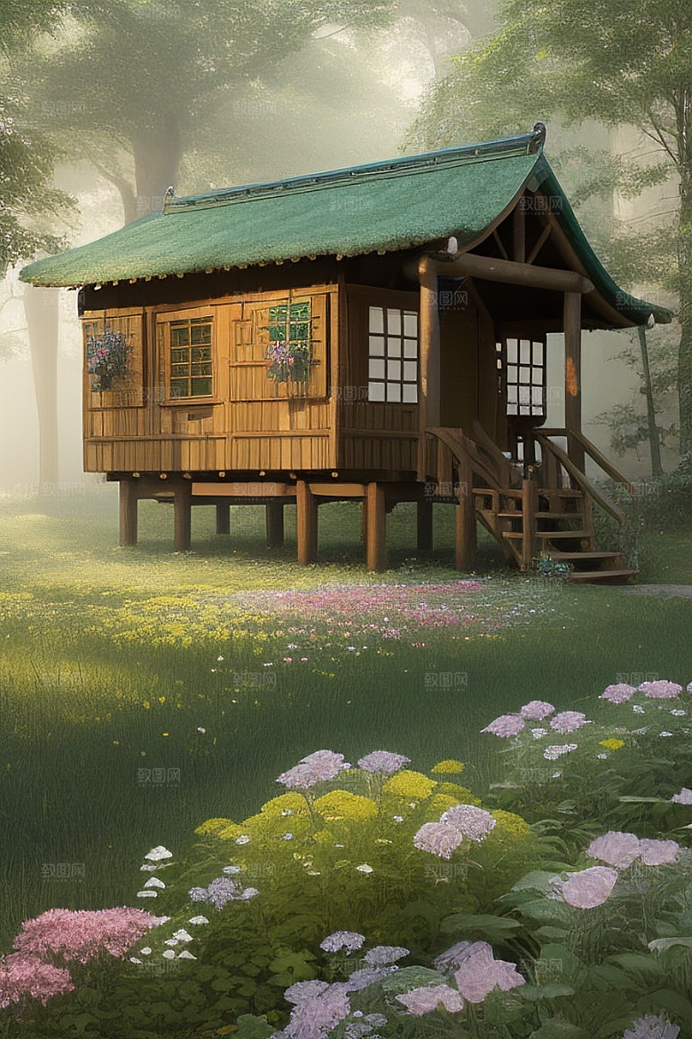 花叶云环绕的梦幻景象