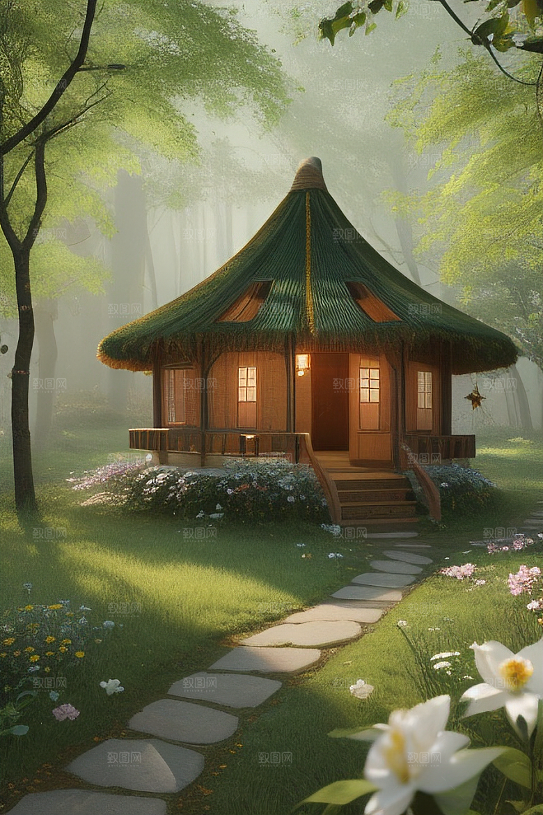 花叶云环绕的梦幻景象