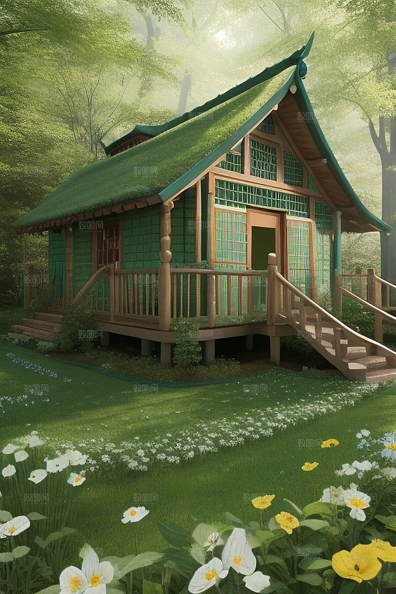 花叶云环绕的梦幻景象
