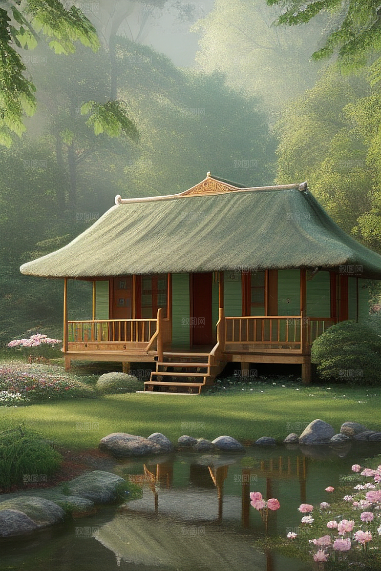 花叶云环绕的梦幻景象