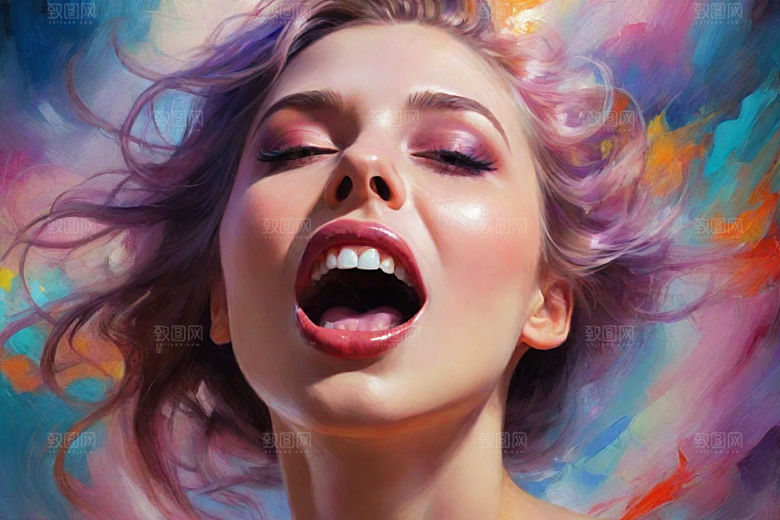 水彩风格描绘女性面部化妆