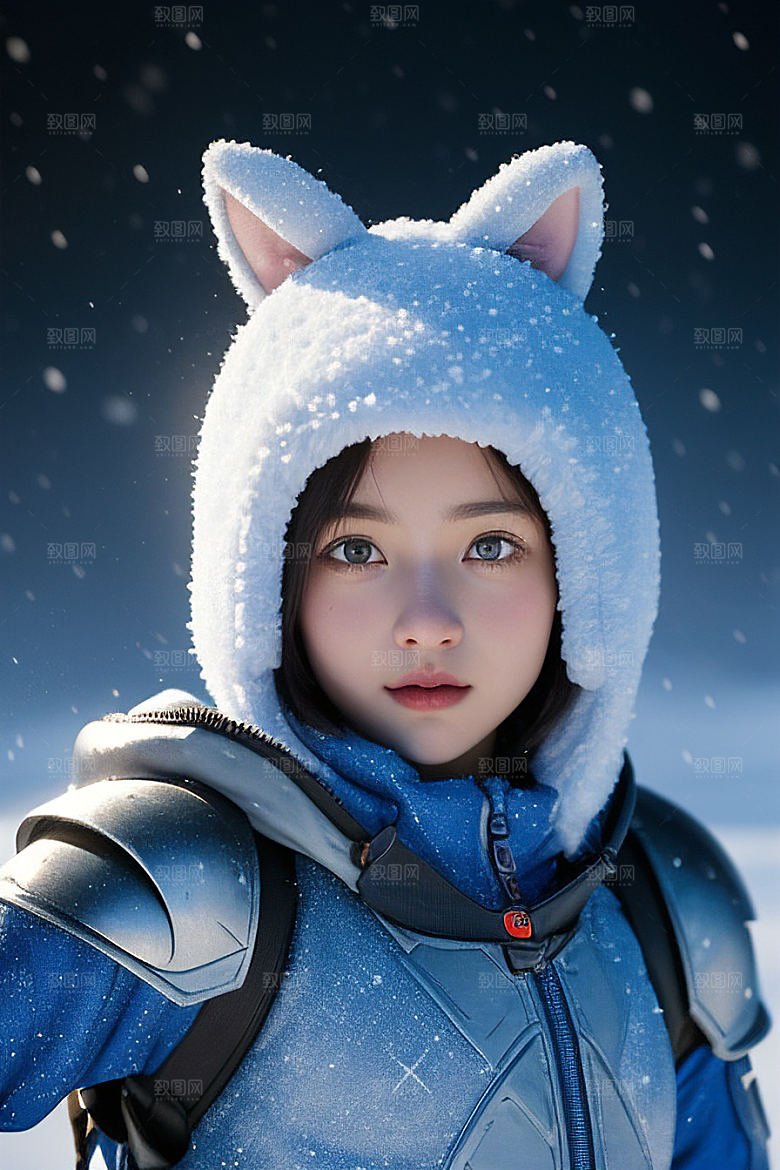 小巧可爱的雪兔探险者