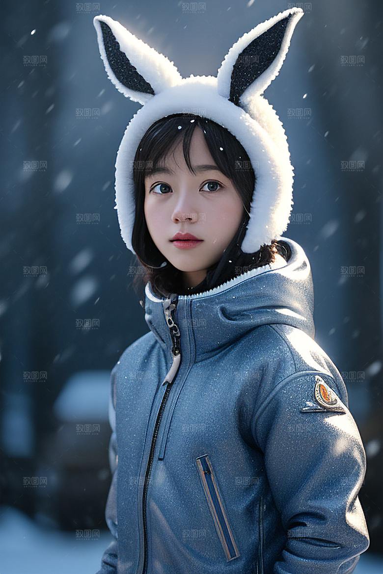 小巧可爱的雪兔探险者
