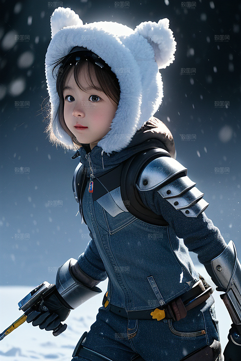 小巧可爱的雪兔探险者