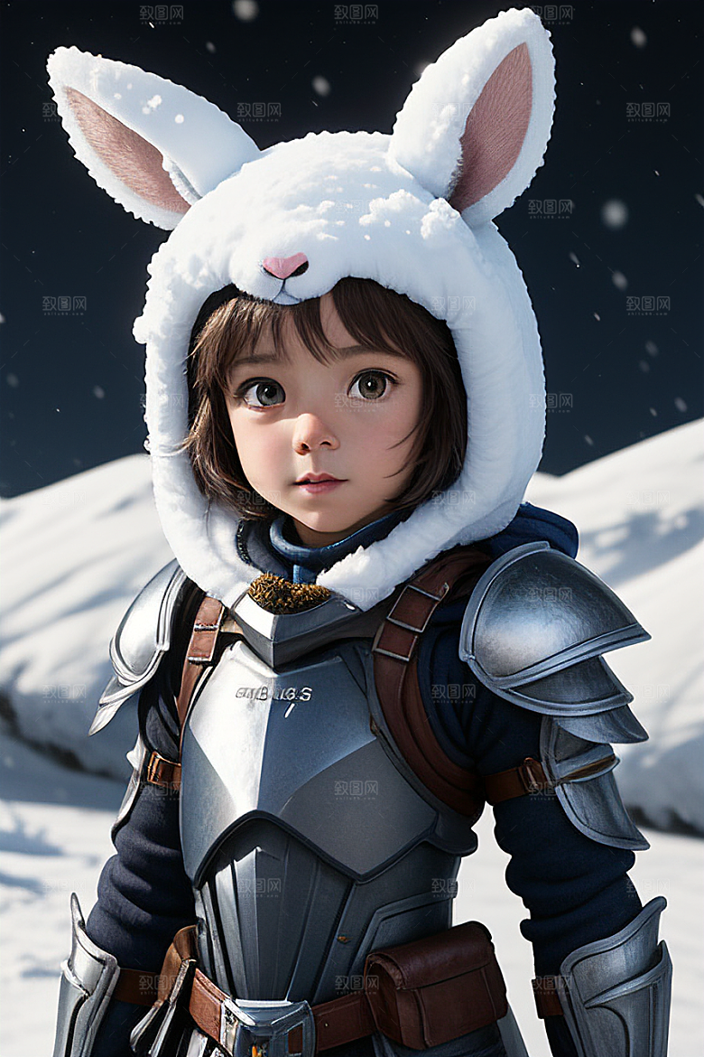 可爱的小雪兔探险者