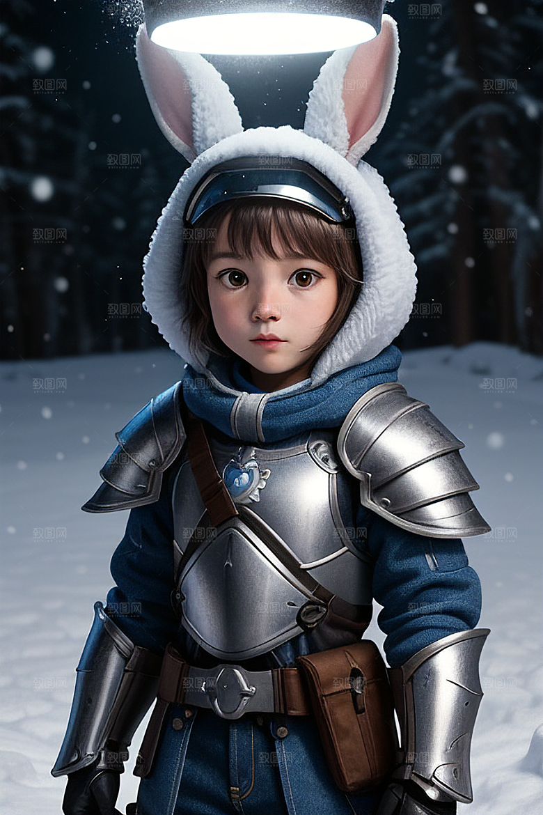 可爱的小雪兔探险者