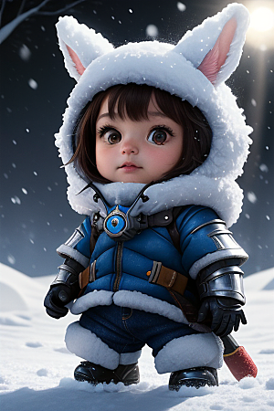 可爱的小雪兔探险者