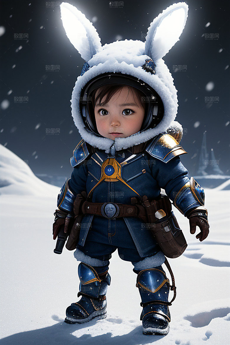 可爱的小雪兔探险者