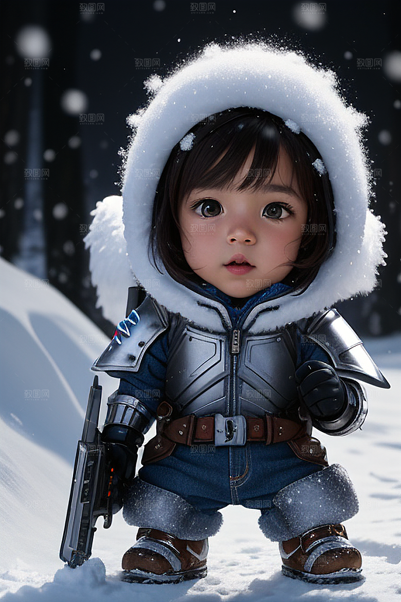 可爱的皮克斯风格雪兔