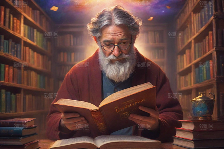 书香男子的魔幻世界动画人物书中走出