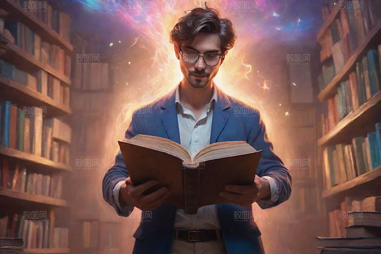 书香男子的魔幻世界动画人物书中走出