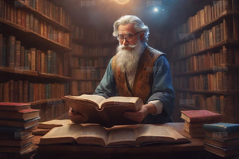 书香男子的魔幻世界动画人物书中走出