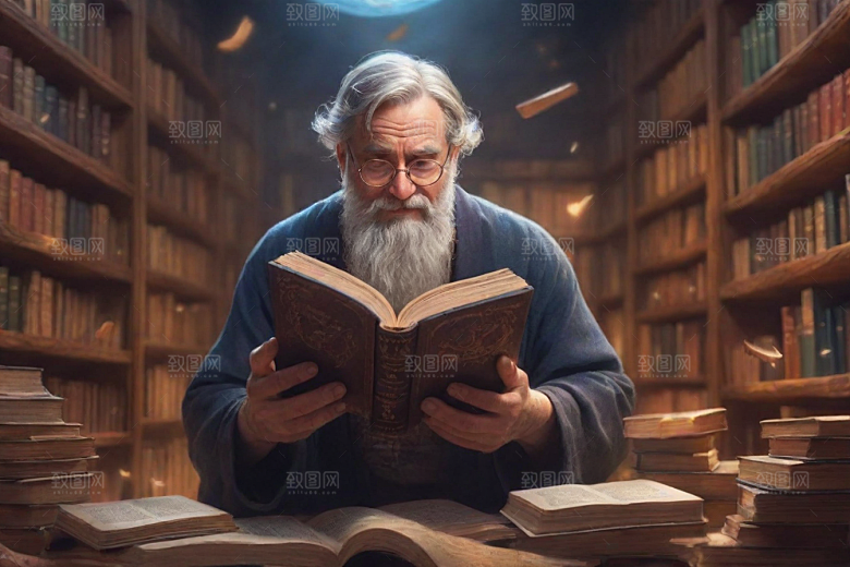 书香男子的魔幻世界动画人物书中走出