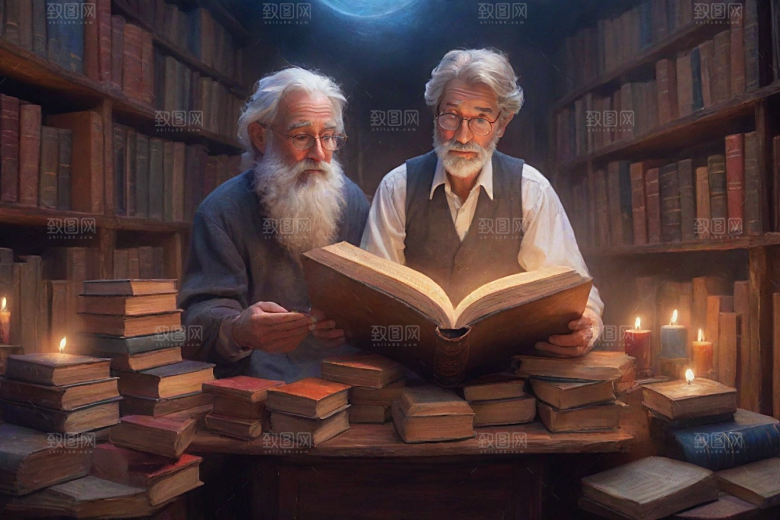 书香男子的魔幻世界动画人物书中走出