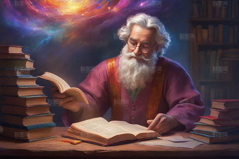 书香男子的魔幻世界动画人物书中走出