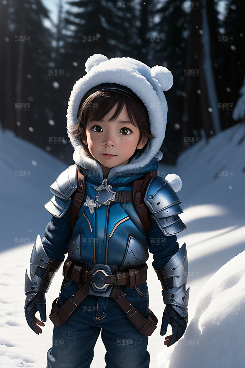 可爱的雪兔探险家