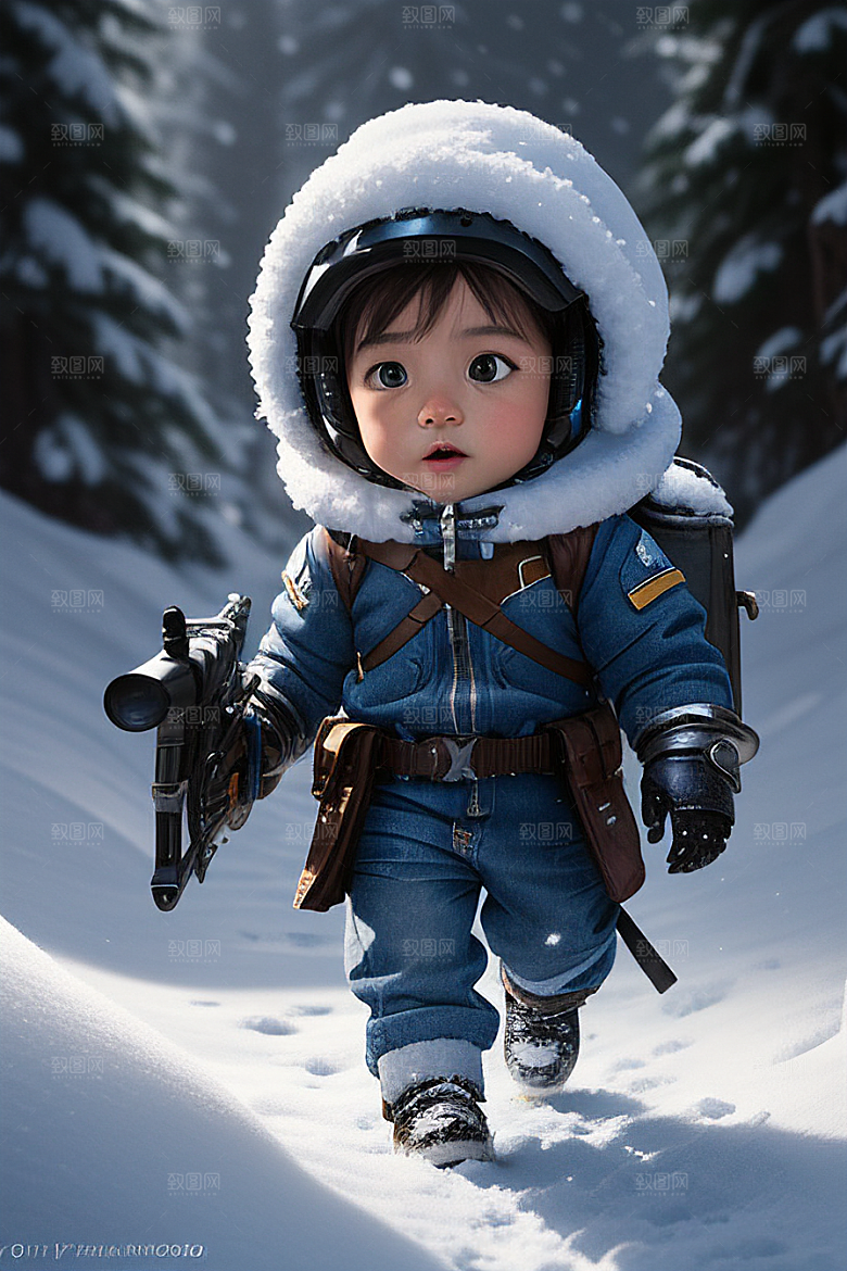 小巧可爱的雪兔探险者