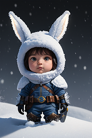 小巧可爱的雪兔探险者
