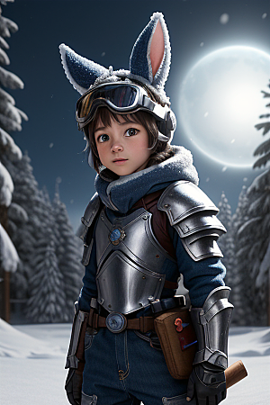 小巧可爱的雪兔探险者
