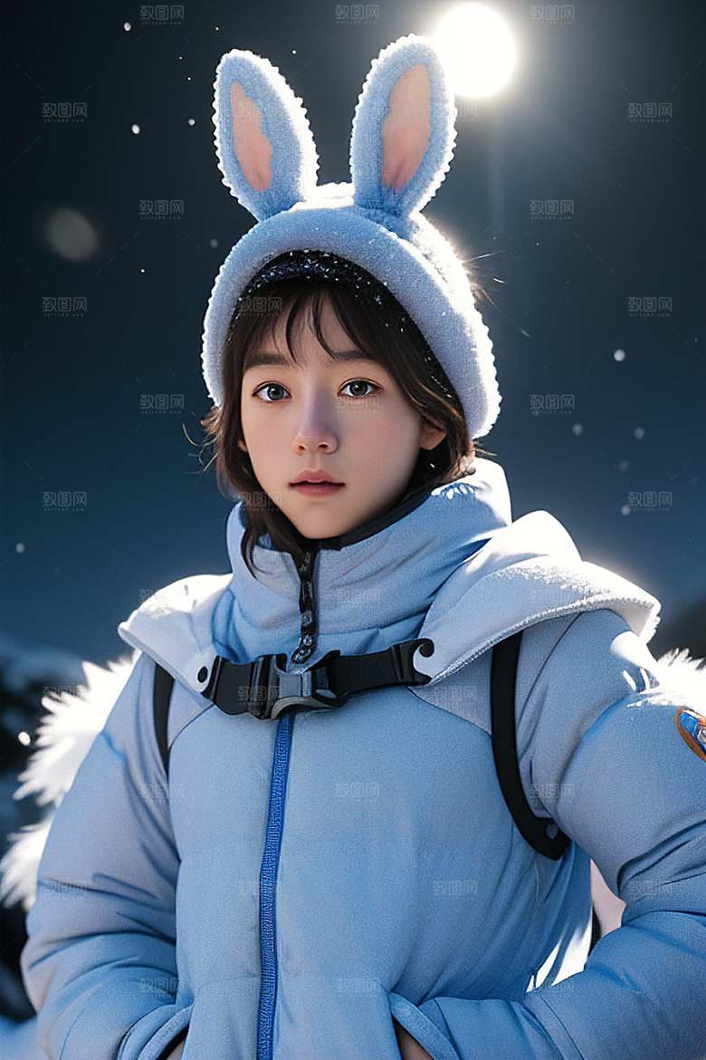 小巧可爱的雪兔探险者