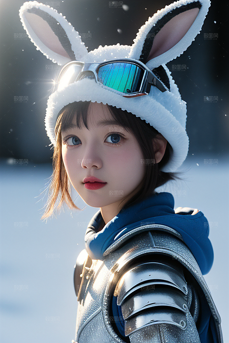 小巧可爱的雪兔探险者