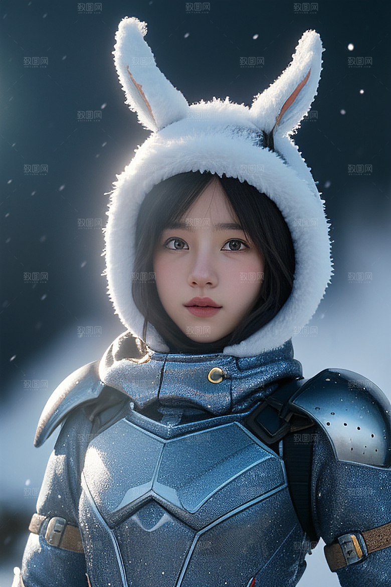 小巧可爱的雪兔探险者