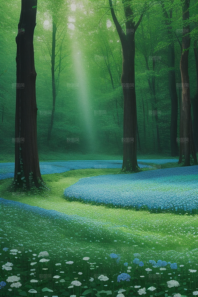 星光与蓝色玫瑰美景