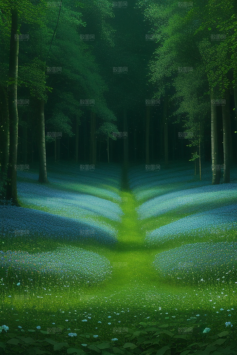 星光与蓝色玫瑰美景