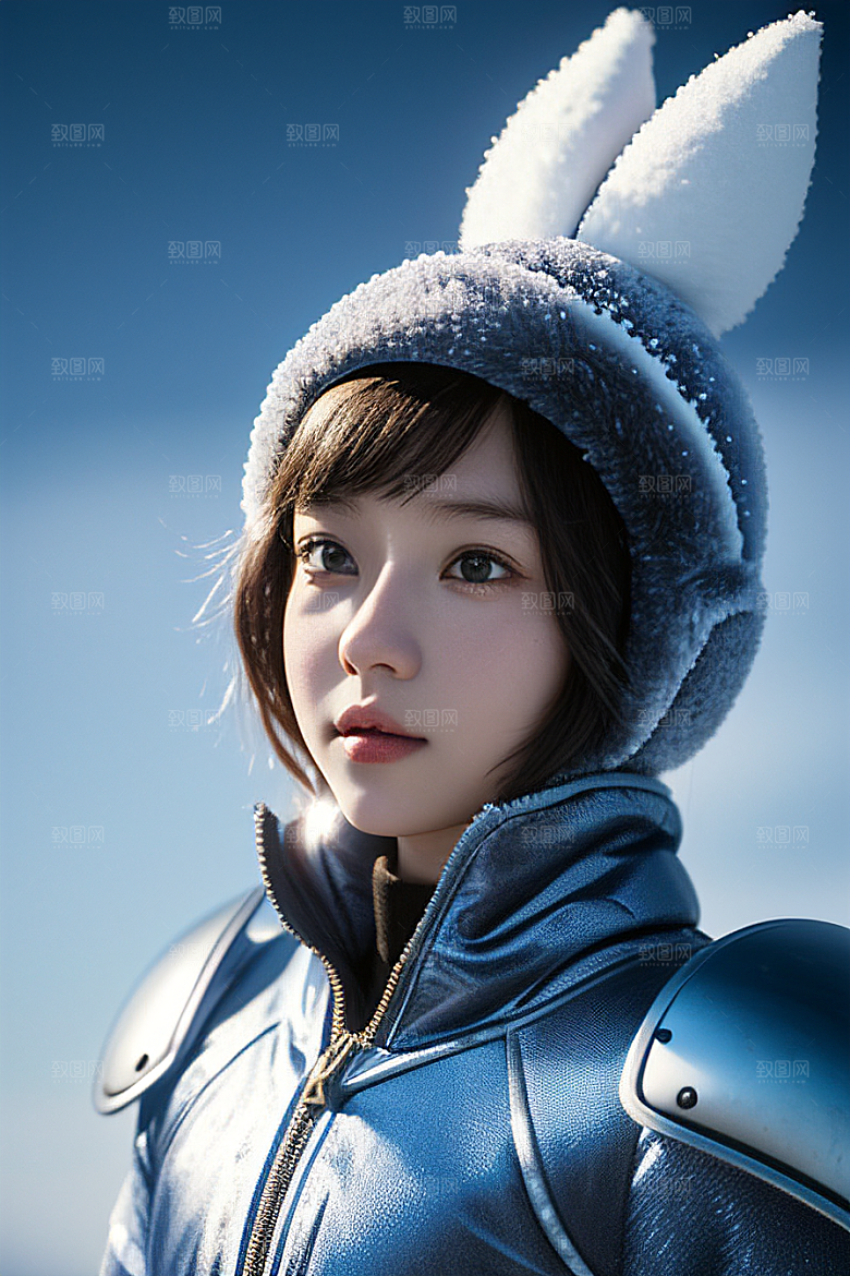 可爱的小雪兔探险者