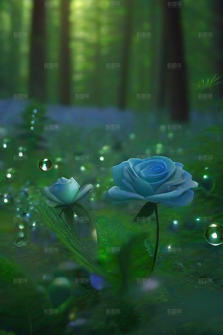 星星般的蓝玫瑰美景