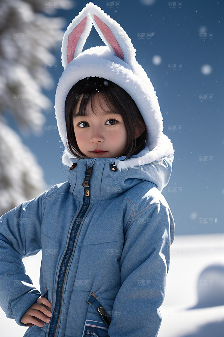 可爱的小雪兔探险者