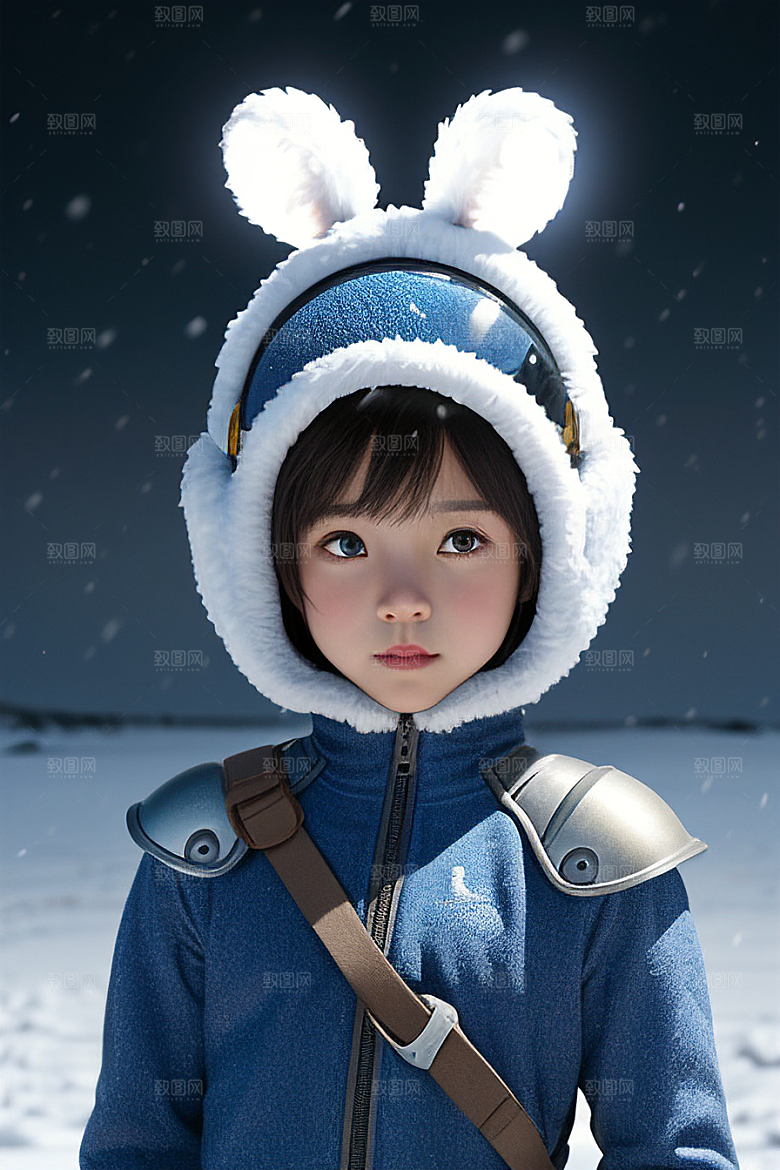 可爱的小雪兔探险者