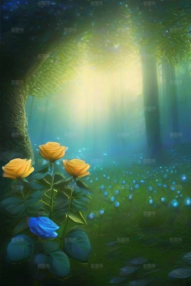 星星般的蓝玫瑰美景