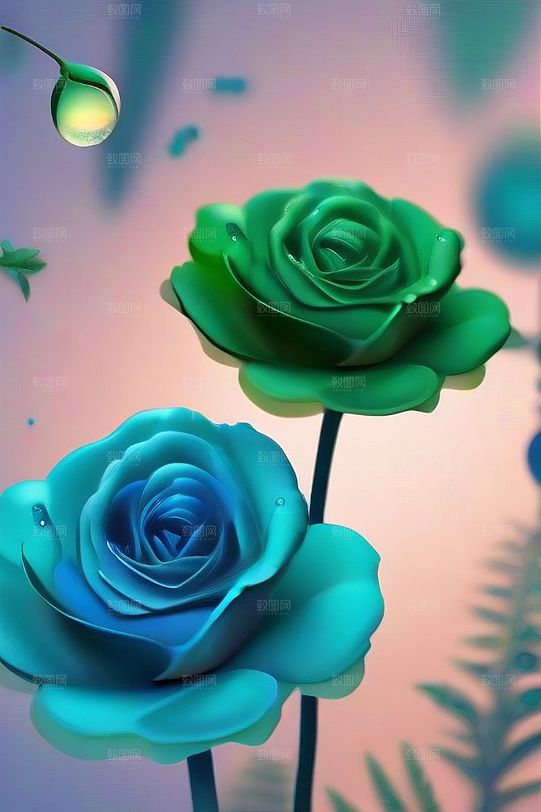 星星般的蓝玫瑰美景