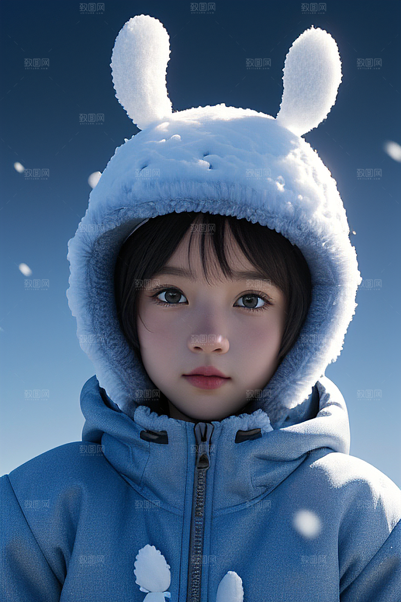 可爱的小雪兔探险者