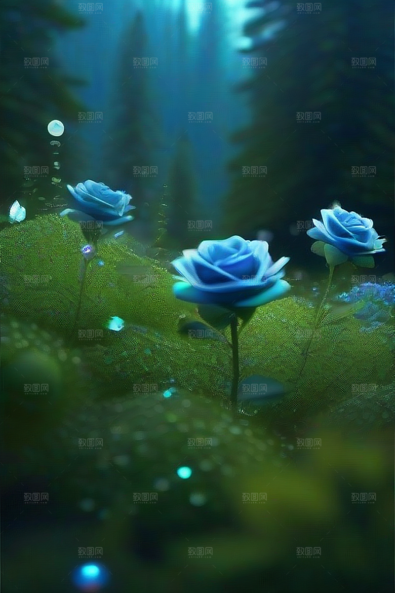 星星般的蓝玫瑰美景