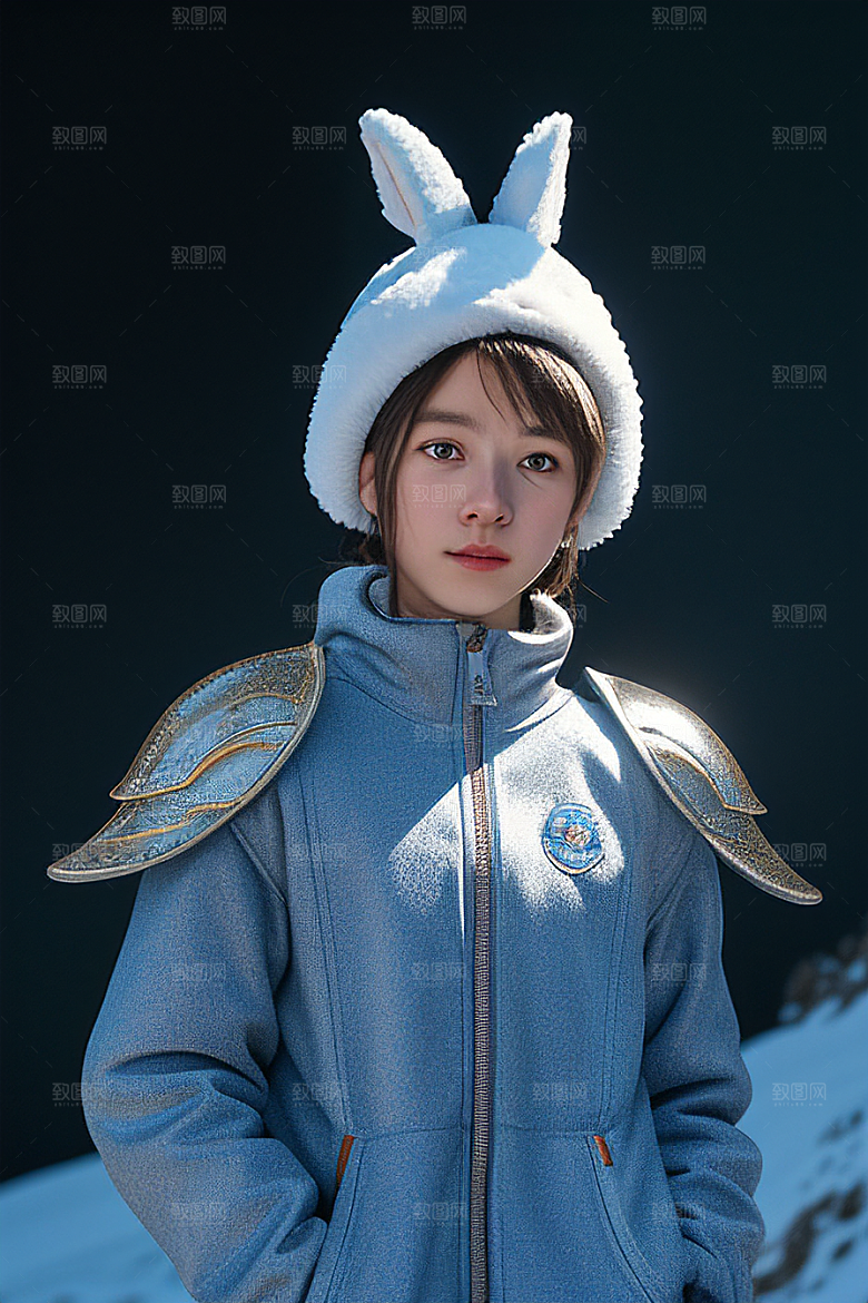 可爱的小雪兔探险者