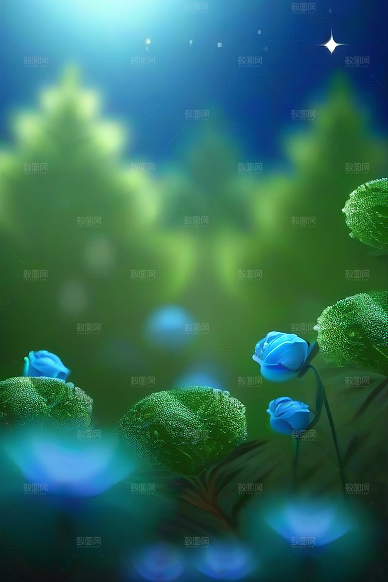 星星般的蓝玫瑰美景