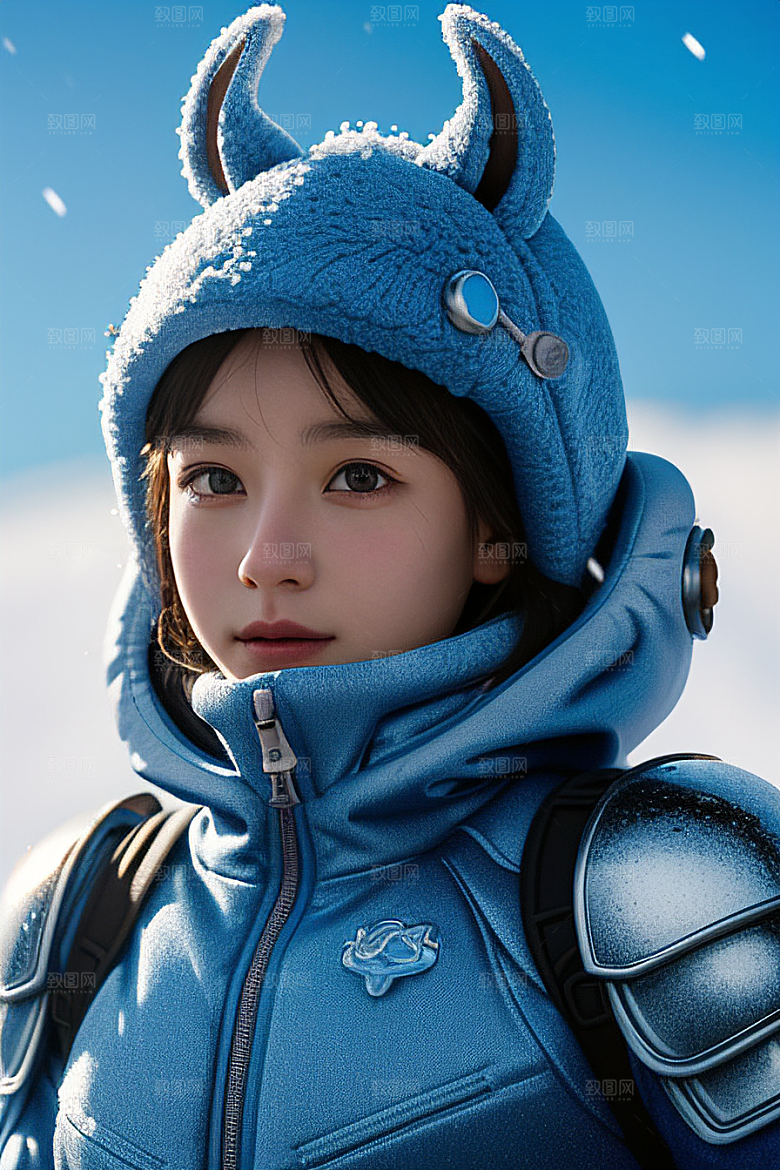 可爱的小雪兔探险者