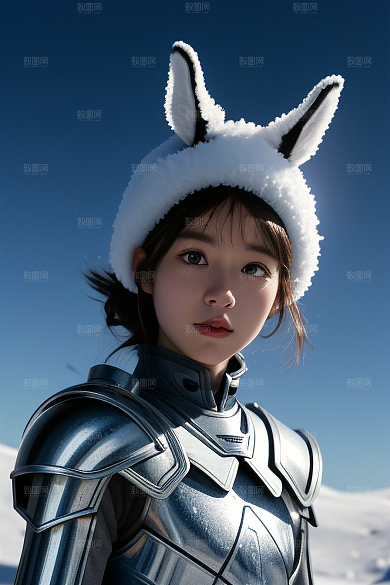 可爱的小雪兔探险者