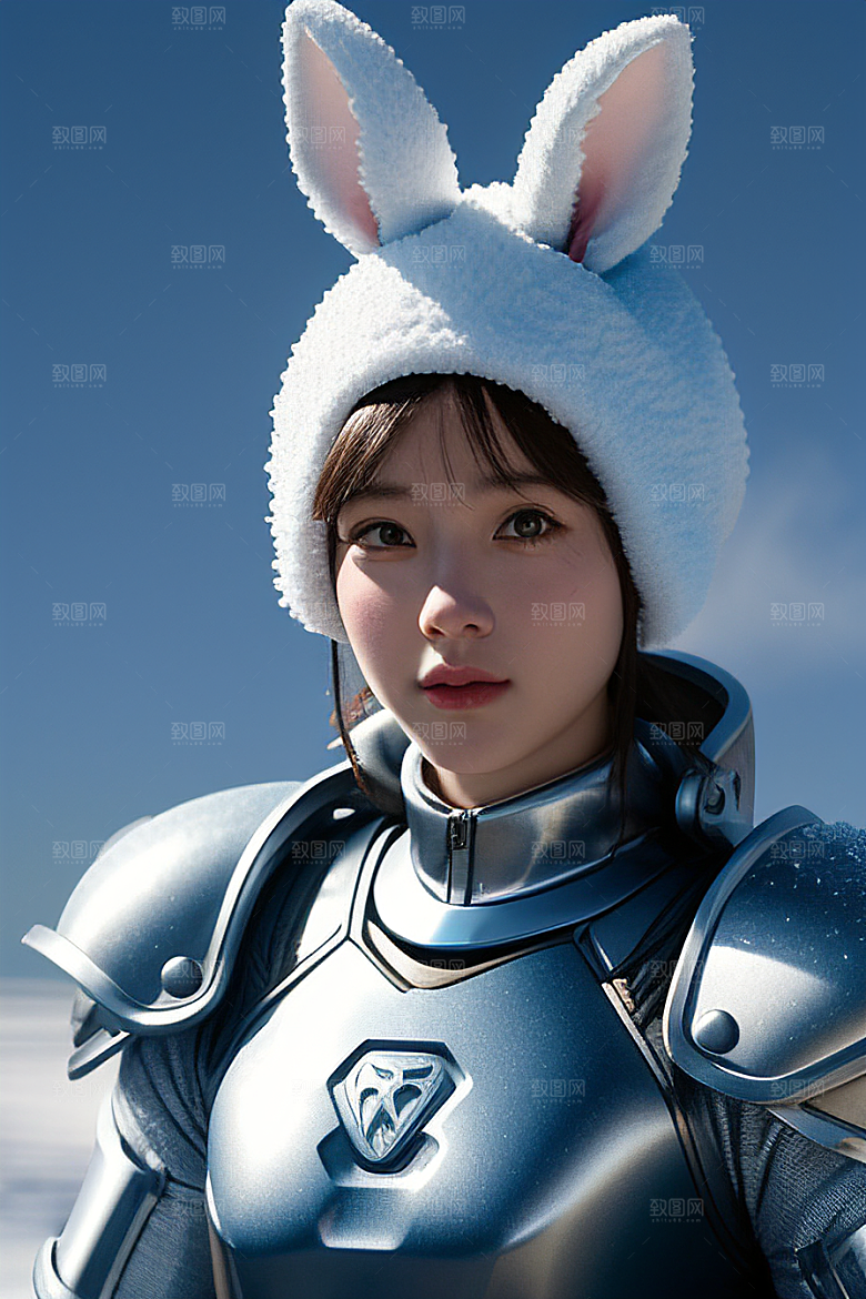 可爱的小雪兔探险者